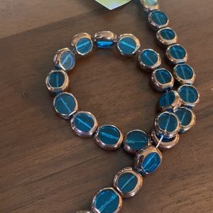 Aqua/Copper Round Table Cut, Glass Bead - 10mm